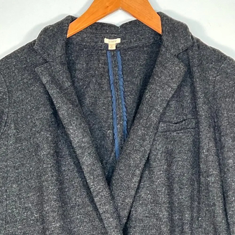 J. Crew 100% Wool Flannel Casual Blazer Suit Jacket Charcoal Grey Womens 4